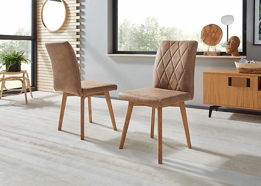 Home affaire Esszimmerstuhl "Brest" (Set) 2 Stk. Microfaser Gestell aus Eic günstig online kaufen