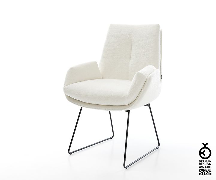 Esszimmerstuhl Clea-Flex Bouclé Soft Beige Kufengestell Schwarz günstig online kaufen