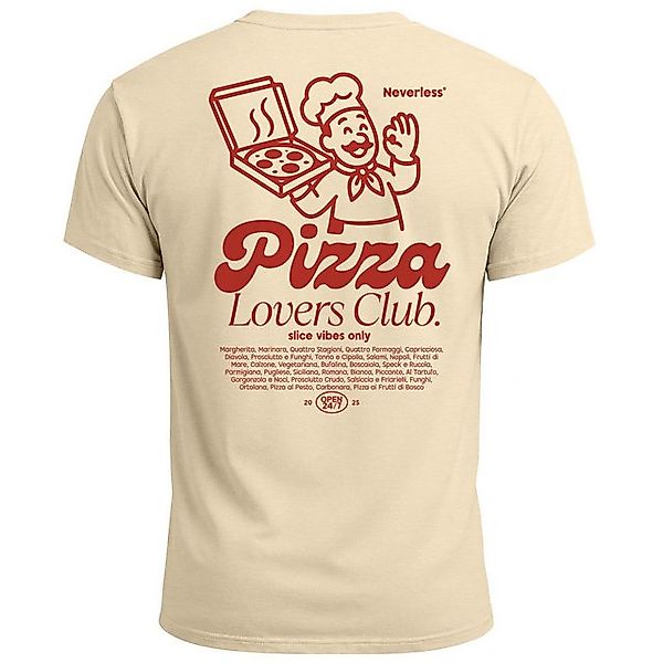 Neverless Print-Shirt Herren T-Shirt Backprint Pizza Lovers Club Printshirt günstig online kaufen