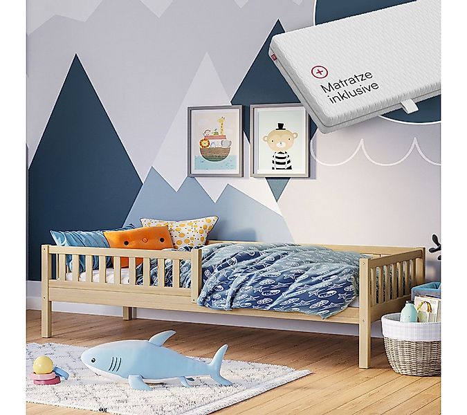 Bellabino Kinderbett Vils mit Lattenrost und Rausfallschutz 90x200 cm (natu günstig online kaufen