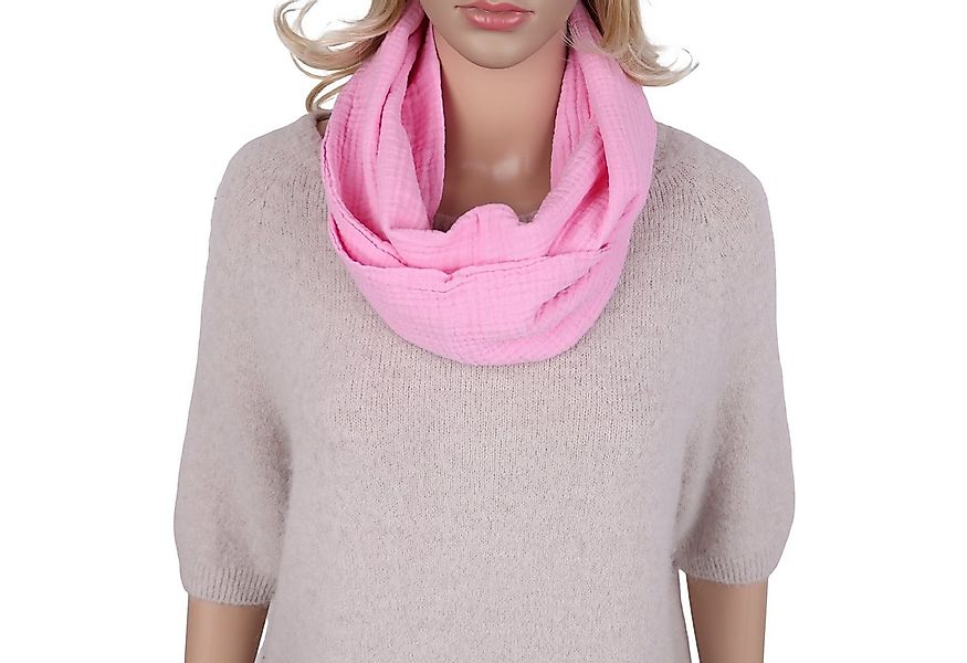 MIRROSI Loop Damen Schal aus Musellin, Made in Italy 70x20cm, Uni, Schlauch günstig online kaufen