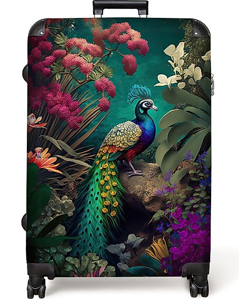 NoBoringSuitcases.com© Hartschalen-Trolley Pfau - Federn - günstig online kaufen
