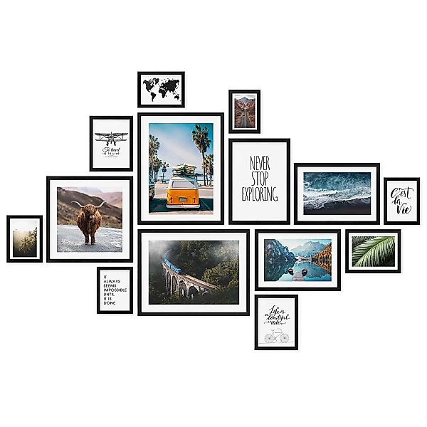 PHOTOLINI Bilderrahmen 14er Set Modern Schmal günstig online kaufen
