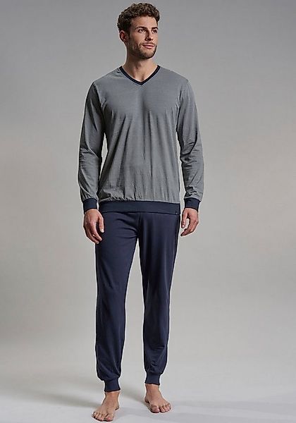 bugatti Pyjama Genua (2 tlg) V-Ausschnitt, Langarm, lange Hose, mit Logo, b günstig online kaufen