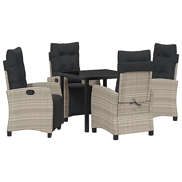 vidaXL Garten Essgruppe 5-Tlg Hellgrau Poly Rattan 3380457 günstig online kaufen