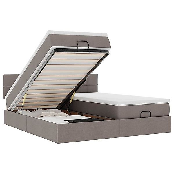 vidaXL Bett Ottoman-Bett mit Matratzen & LEDs Taupe 200x200 cm Stoff günstig online kaufen