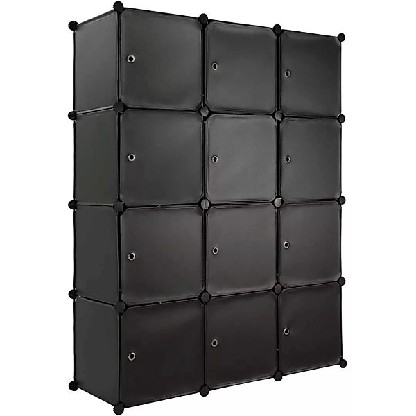 Steckregal 12 Boxen mit Türen 112x37x148cm - schwarz günstig online kaufen