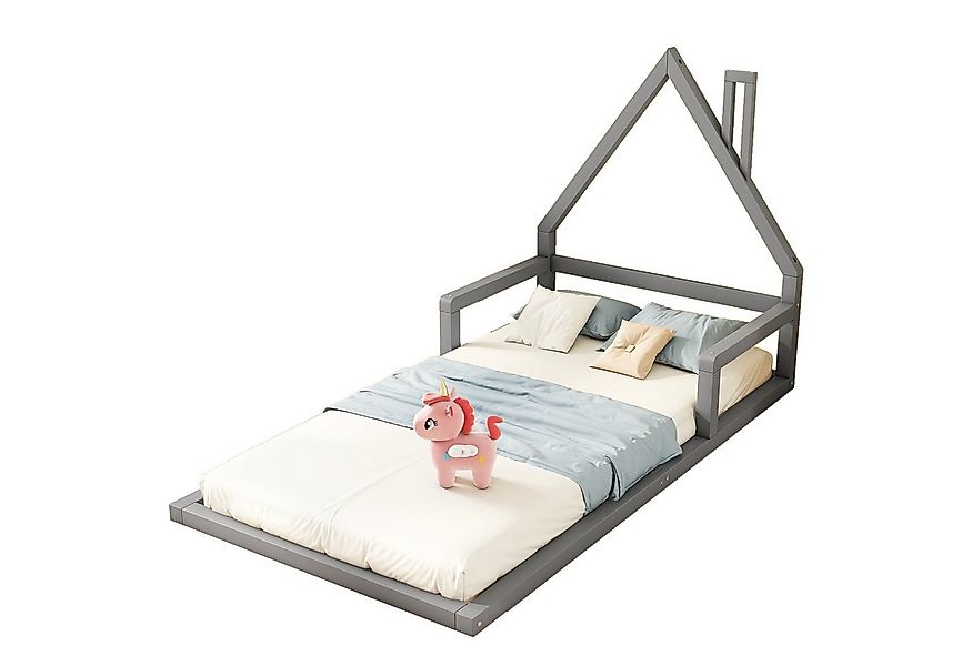 Flieks Massivholzbett, Kinderbett Hausbett Einzelbett 90x200cm Kiefernholz günstig online kaufen