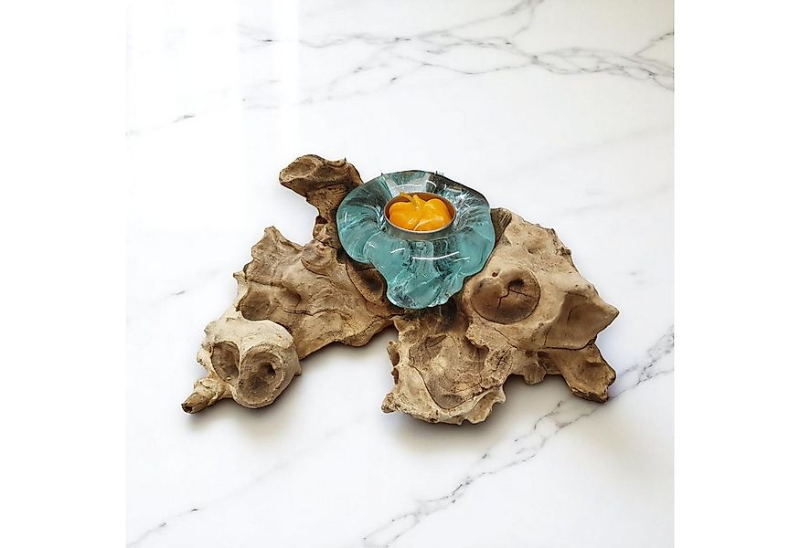 Kinaree Teelichthalter Geschmolzenes Glas auf Kaffeewurzel Teelichthalter, günstig online kaufen