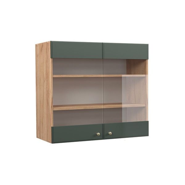 Vicco Glashängeschrank Fame-Line, Grün-Gold Landhaus/Goldkraft Eiche, günstig online kaufen