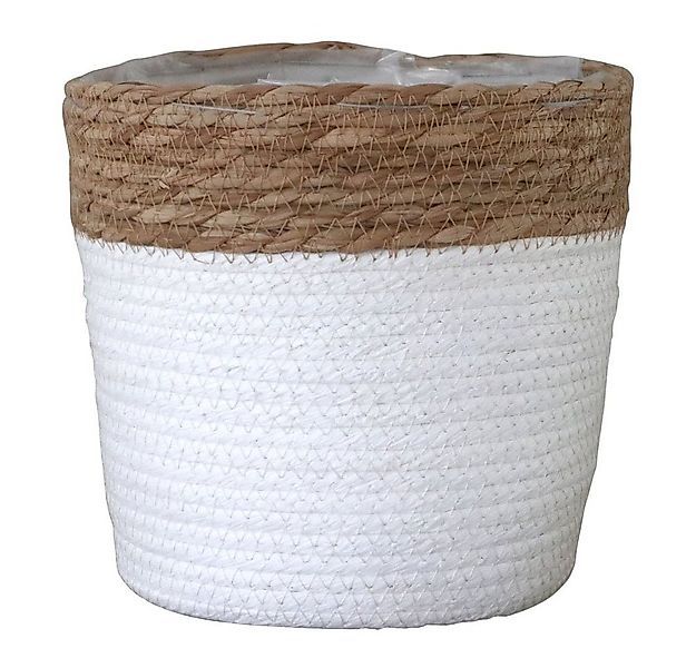 Grafelstein Pflanzkübel Pflanzkorb BREEZY weiß mit braunem Rand D22cm Pfla günstig online kaufen