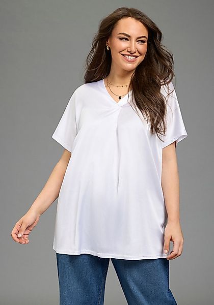 Laura Scott CURVE Satinbluse figurumspielende Passform, mit Falteneinsatz v günstig online kaufen