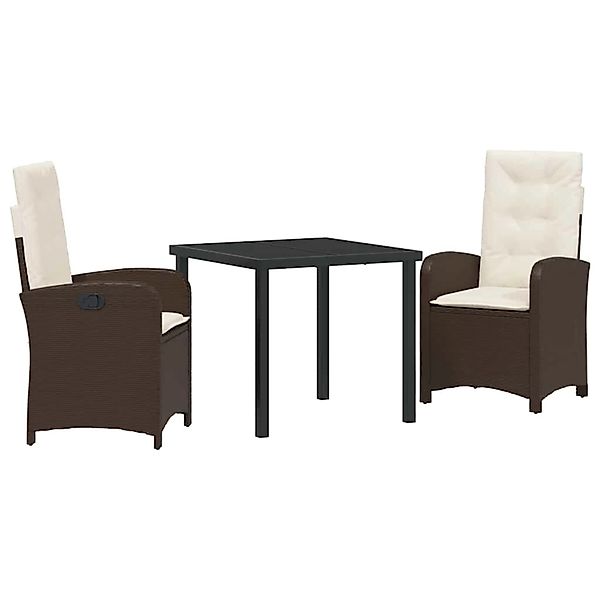 vidaXL Garten Essgruppe 3-Tlg Braun Poly Rattan 3380267 günstig online kaufen
