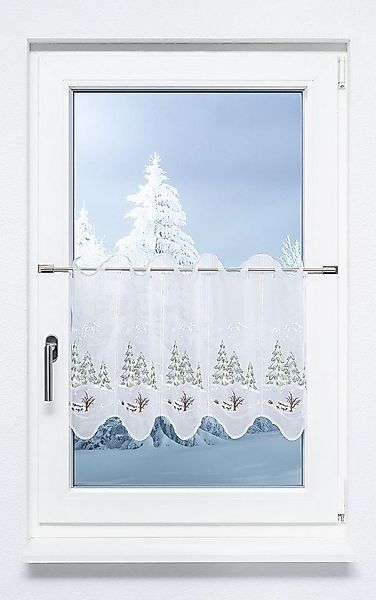 Plauener Spitze® Scheibengardine Winterwald (1 St), halbtransparent, HxB 40 günstig online kaufen