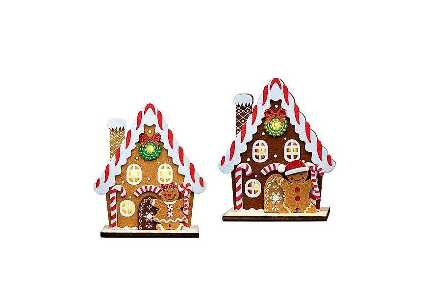 Spetebo LED Dekoobjekt LED Filz Lebkuchenhaus 2er Set - 17 x 13 cm, AN / AU günstig online kaufen