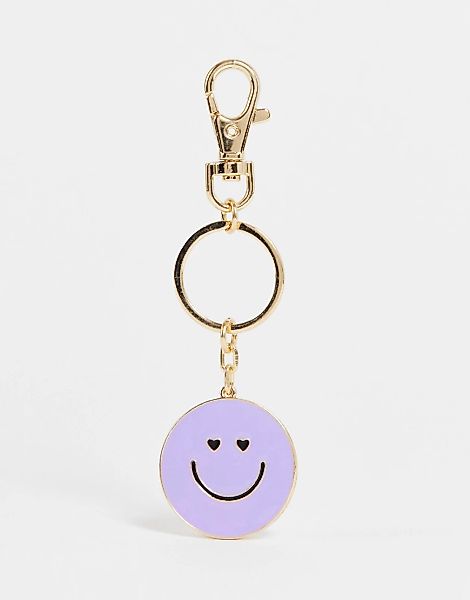 ASOS DESIGN – Taschenanhänger in Lila mit Smiley-Detail-Violett günstig online kaufen