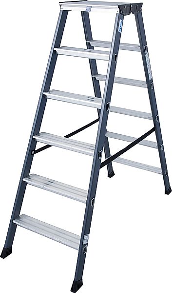 KRAUSE Doppelleiter "SePro D" Alu eloxiert, 2x6 Stufen, Arbeitshöe ca. 285 günstig online kaufen