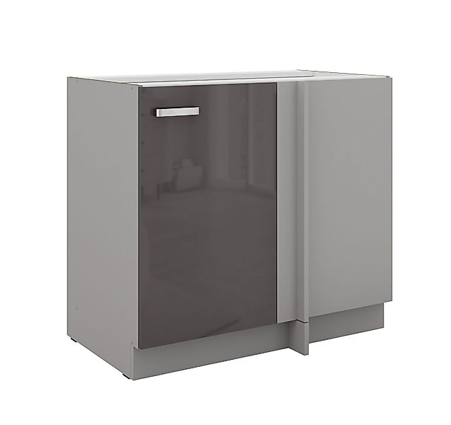 Küchen-Preisbombe Eckunterschrank 105 cm Küche Bianca Grey Grau Hochglanz K günstig online kaufen