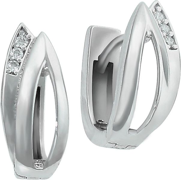 SilberDream Paar Creolen SilberDream weiß Leaves Ohrringe Zirkonia (Creolen günstig online kaufen