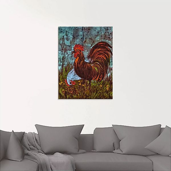 Artland Glasbild "Zweisam - Hahn und Henne", Vögel, (1 St.) günstig online kaufen