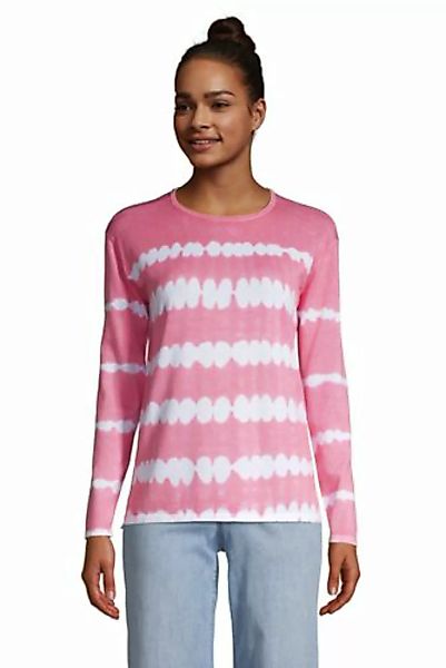 Feinstrick-Pullover Batik Gestreift, Damen, Größe: L Normal, Pink, Baumwoll günstig online kaufen