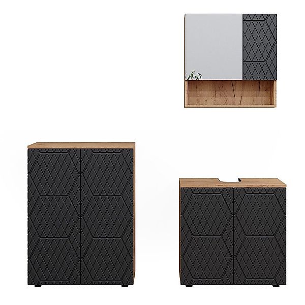 Vicco Badmöbel-Set Irma, Anthrazit mit Wabenstruktur/Goldkraft günstig online kaufen