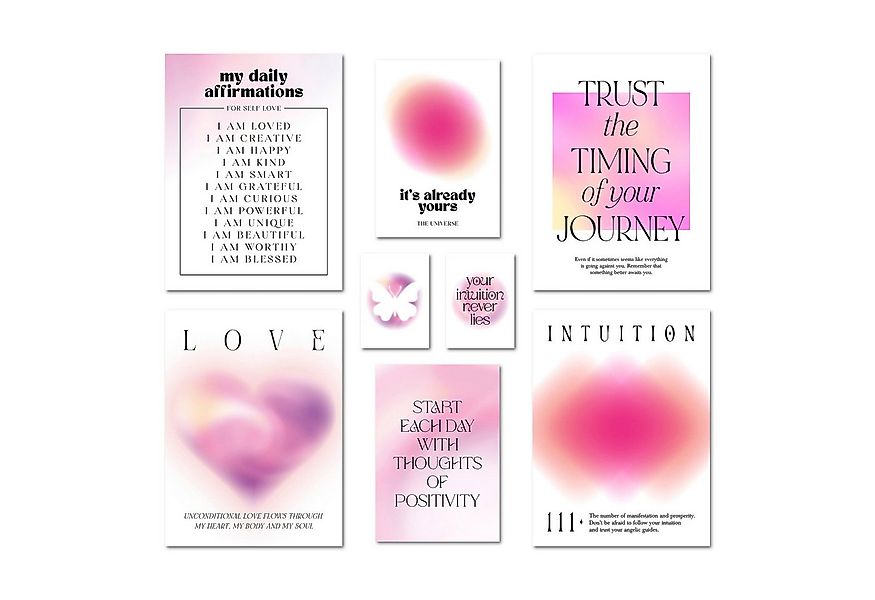 ARTFAVES Bilder-Collage Poster Set - Aura Self Love - Deko Wandbilder pink, günstig online kaufen
