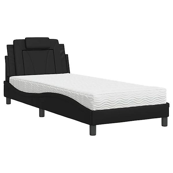 vidaXL Bettgestell, Bett mit Matratze Schwarz 90x200 cm Kunstleder günstig online kaufen
