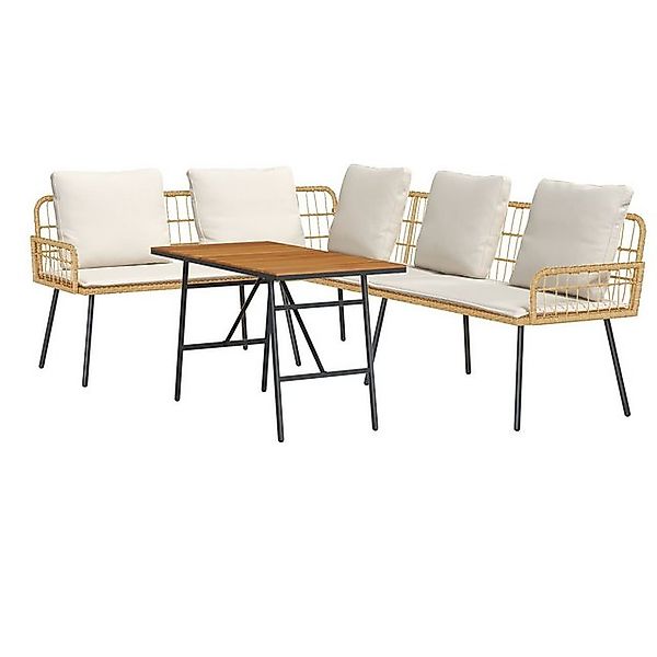 vidaXL Loungesofa 2-tlg. Garten-Sofagarnitur mit Kissen Natur Poly Rattan, günstig online kaufen