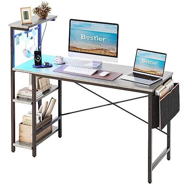 Bestier Regal-Schreibtisch Schreibtisch, 130 cm Gamingtisch günstig online kaufen