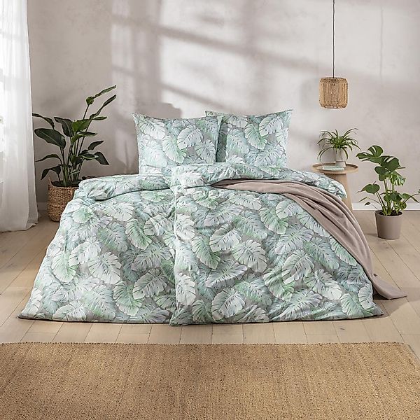 Estella Interlock Jersey Bettwäsche Rabea 6301-545 Tropenblatt 135x200 günstig online kaufen