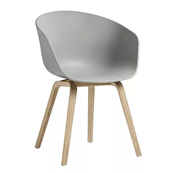 HAY - AAC 22 Armlehnstuhl Eiche wasserbasiert lackiert - betongrau/Sitzscha günstig online kaufen
