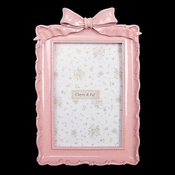 Clayre & Eef Bilderrahmen Bilderrahmen vintage in rosa mit Schleife 10 x 15 günstig online kaufen