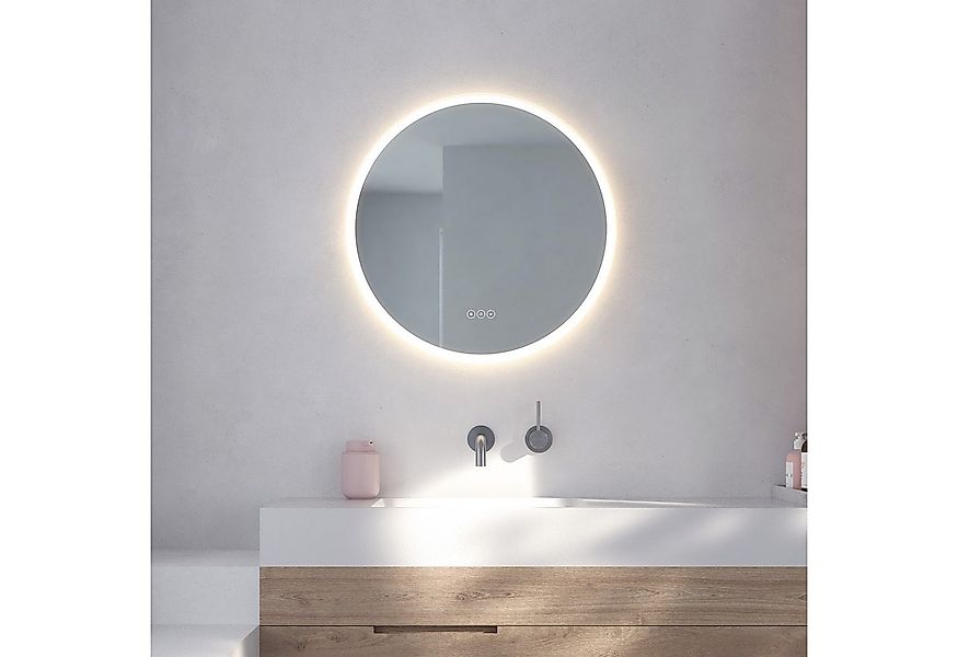 Loevschall Badspiegel Aalborg LED energiesparender Spiegel, rund, Touchsteu günstig online kaufen