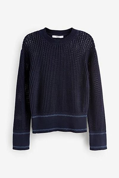 Next Rundhalspullover Gerippter Pullover mit Ziermaschen (1-tlg) günstig online kaufen