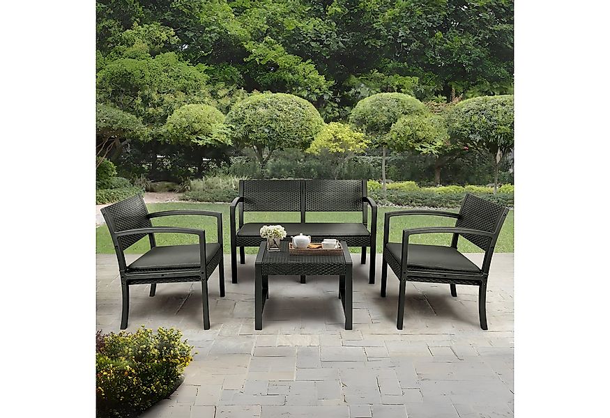 Sekey Balkonset 4 Sitzer Gartenmöbel Polyrattan Gartenlounge-Set Sitzgruppe günstig online kaufen