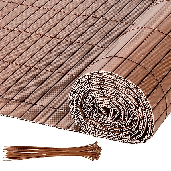 Clanmacy Balkonsichtschutz PVC Sichtschutzmatte Bambus Garten günstig online kaufen