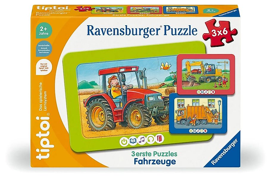 Ravensburger Puzzle tiptoi® 3 erste Puzzles: Fahrzeuge - 3x6 Teile, Puzzlet günstig online kaufen