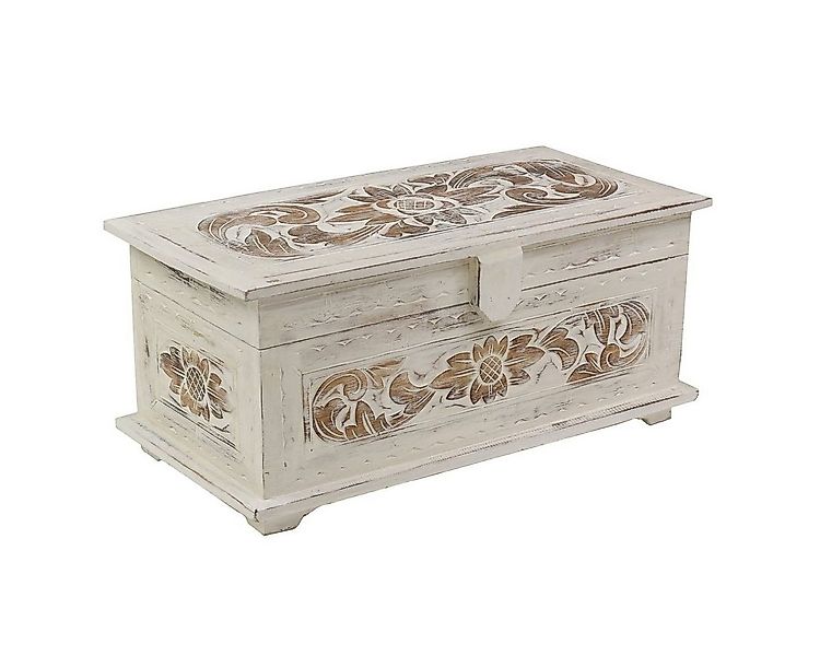 Oriental Galerie Truhe Weiße Truhe Blumen Groß 60 cm Design 2 günstig online kaufen