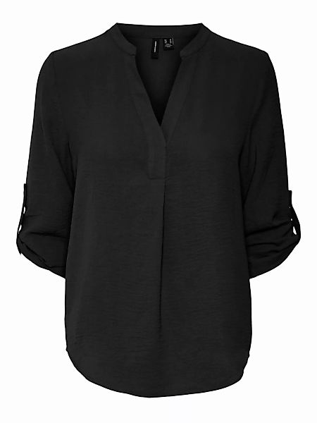 VERO MODA Fold-up Bluse Mit 3/4 Ärmeln Damen Schwarz günstig online kaufen