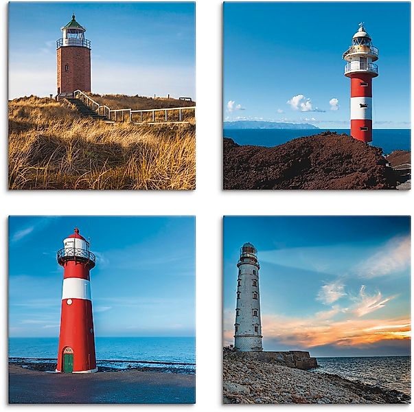 Artland Leinwandbild "Leuchtturm am Meer", Gebäude, (4 St.), 4er Set, versc günstig online kaufen