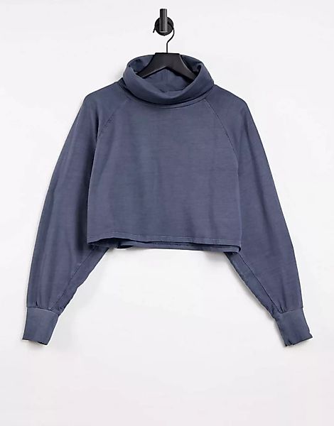 Noisy May – Hoch geschlossener Pullover in Grau mit kurzem Schnitt günstig online kaufen