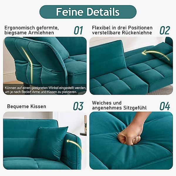 STILVORA Schlafsofa couch mit schlaffunktion,2-Sitzer sofas mit Verstellbar günstig online kaufen