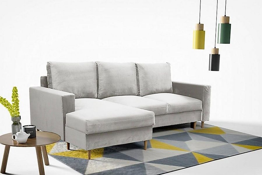 Beautysofa Polsterecke mit Schlaffunktion und Bettkasten DAVE, im Skandinav günstig online kaufen