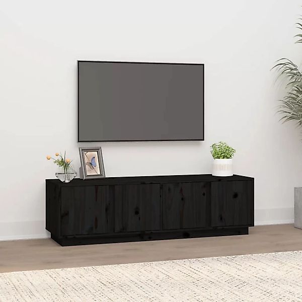 Vidaxl Tv-schrank Schwarz 140x40x40 Cm Massivholz Kiefer günstig online kaufen