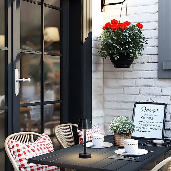 Lindby LED-Akkuleuchte Gaja, schwarz, USB, IP44, RGBW, dim. günstig online kaufen