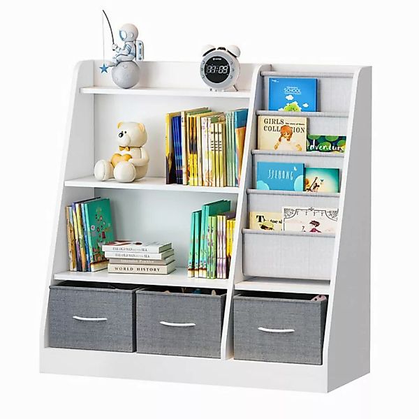 radelldar Bücherregal kinderregal mit Aufbewahrungsboxen und 4 Ablage,91x38 günstig online kaufen