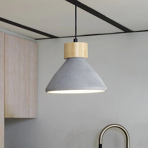 OSRAM Hängelampe CONCRETE WOOD, grau, Ø 22 cm, Beton, E27 günstig online kaufen