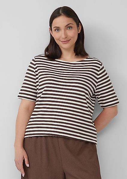 s.Oliver Kurzarmshirt Gestreiftes T-Shirt mit Flammgarnstruktur günstig online kaufen