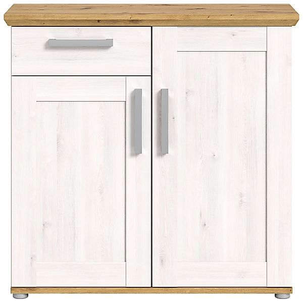 Inn.Furn Kommode Weiß Lärche Eiche Artisan 95 cm Landhaus-Stil Mirano günstig online kaufen